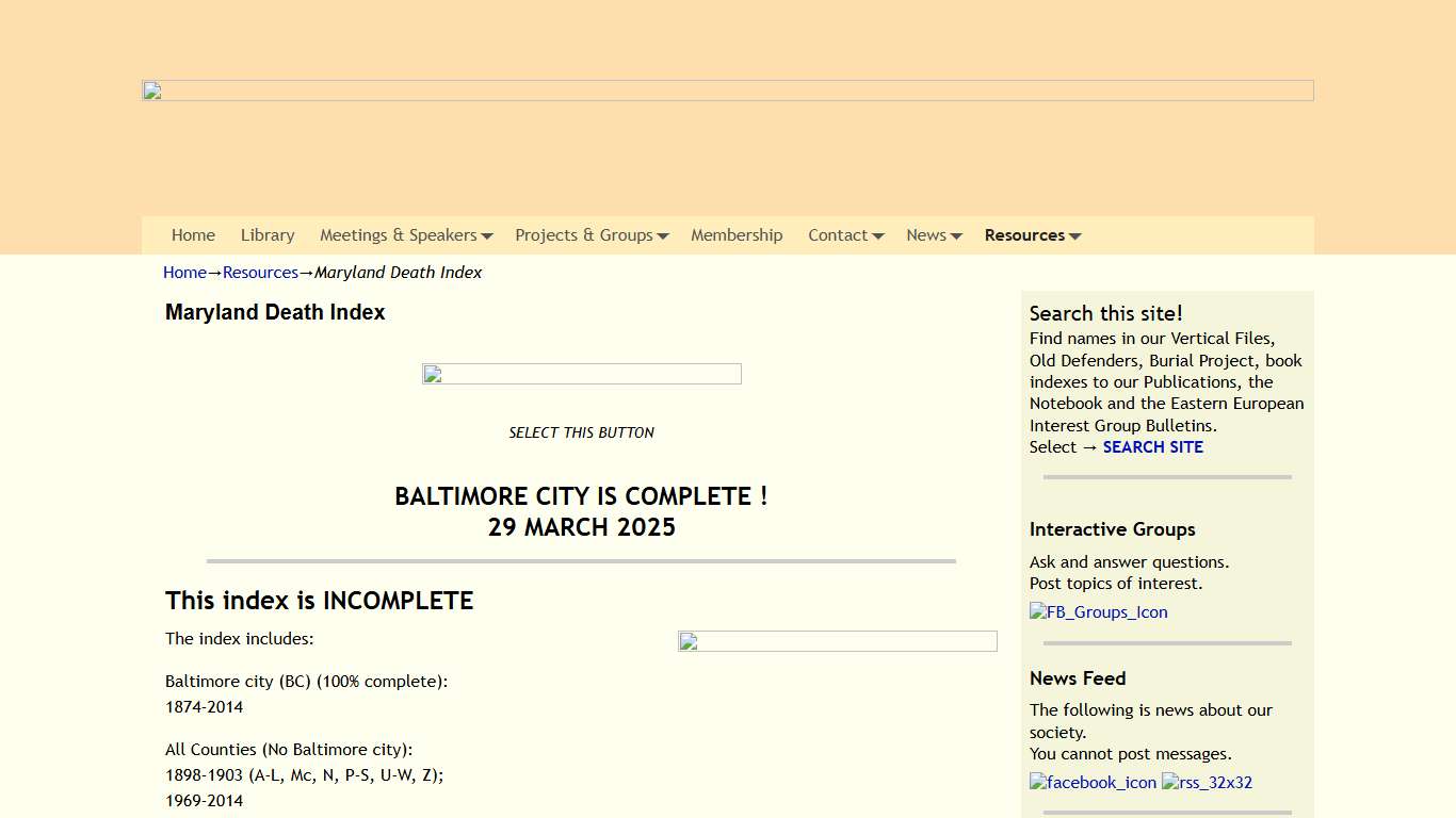 Maryland Death Index -